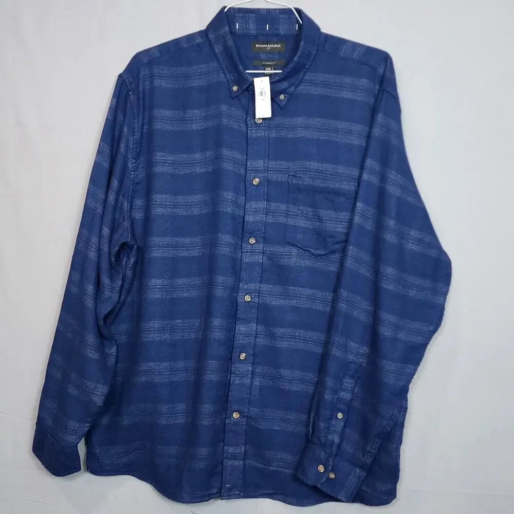 NWT BANANA REPUBLIC MEN'S Untucked Flannel Shirt Size XXL‎
